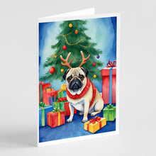 Load image into Gallery viewer, Pug Christmas Reindeer Greeting Cards - Blank Note Cards – 8-Pack of Artist-Designed Cards with Envelopes