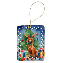 Load image into Gallery viewer, Redbone Coonhound Christmas Reindeer Porcelain Ornament