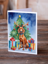 Load image into Gallery viewer, Redbone Coonhound Christmas Reindeer Greeting Cards - Blank Note Cards – 8-Pack of Artist-Designed Cards with Envelopes
