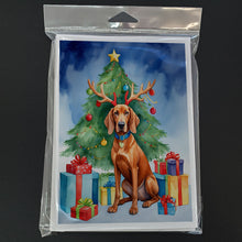 Load image into Gallery viewer, Redbone Coonhound Christmas Reindeer Greeting Cards - Blank Note Cards – 8-Pack of Artist-Designed Cards with Envelopes