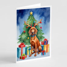 Load image into Gallery viewer, Redbone Coonhound Christmas Reindeer Greeting Cards - Blank Note Cards – 8-Pack of Artist-Designed Cards with Envelopes