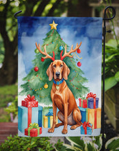 Load image into Gallery viewer, Redbone Coonhound Christmas Garden Flag – Dog in Reindeer Antlers with Tree &amp; Gifts