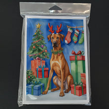 Load image into Gallery viewer, Rhodesian Ridgeback Christmas Reindeer Greeting Cards - Blank Note Cards – 8-Pack of Artist-Designed Cards with Envelopes