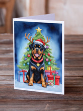 Load image into Gallery viewer, Rottweiler Christmas Reindeer Greeting Cards - Blank Note Cards – 8-Pack of Artist-Designed Cards with Envelopes