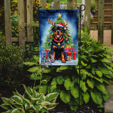 Load image into Gallery viewer, Rottweiler Christmas Garden Flag – Dog in Reindeer Antlers with Tree &amp; Gifts