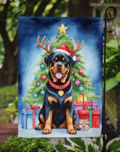 Load image into Gallery viewer, Rottweiler Christmas Garden Flag – Dog in Reindeer Antlers with Tree &amp; Gifts
