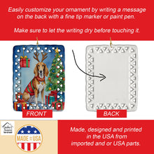 Load image into Gallery viewer, Saluki Christmas Reindeer Porcelain Ornament