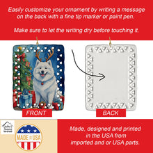 Load image into Gallery viewer, Samoyed Christmas Reindeer Porcelain Ornament