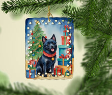 Load image into Gallery viewer, Schipperke Christmas Reindeer Porcelain Ornament