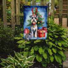 Load image into Gallery viewer, Schnauzer Christmas Garden Flag – Dog in Reindeer Antlers with Tree &amp; Gifts