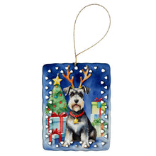 Load image into Gallery viewer, Schnauzer Christmas Reindeer Porcelain Ornament