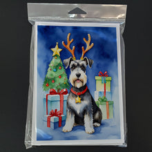 Load image into Gallery viewer, Schnauzer Christmas Reindeer Greeting Cards - Blank Note Cards – 8-Pack of Artist-Designed Cards with Envelopes