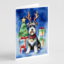 Load image into Gallery viewer, Schnauzer Christmas Reindeer Greeting Cards - Blank Note Cards – 8-Pack of Artist-Designed Cards with Envelopes