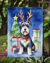 Load image into Gallery viewer, Schnauzer Christmas Garden Flag – Dog in Reindeer Antlers with Tree &amp; Gifts