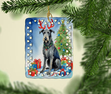 Load image into Gallery viewer, Scottish Deerhound Christmas Reindeer Porcelain Ornament