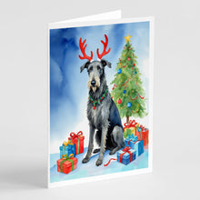 Load image into Gallery viewer, Scottish Deerhound Christmas Reindeer Greeting Cards - Blank Note Cards – 8-Pack of Artist-Designed Cards with Envelopes
