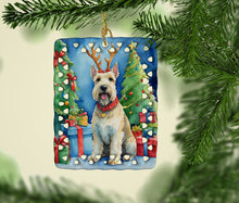 Load image into Gallery viewer, Scottish Terrier Christmas Reindeer Porcelain Ornament