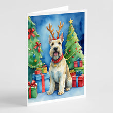Load image into Gallery viewer, Scottish Terrier Christmas Reindeer Greeting Cards - Blank Note Cards – 8-Pack of Artist-Designed Cards with Envelopes