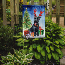 Load image into Gallery viewer, Scottish Terrier Christmas Garden Flag – Dog in Reindeer Antlers with Tree &amp; Gifts