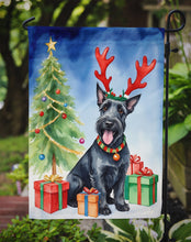 Load image into Gallery viewer, Scottish Terrier Christmas Garden Flag – Dog in Reindeer Antlers with Tree &amp; Gifts