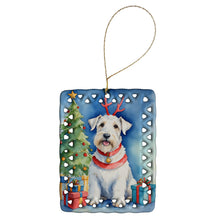 Load image into Gallery viewer, Sealyham Terrier Christmas Reindeer Porcelain Ornament