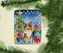Load image into Gallery viewer, Sheltie Christmas Reindeer Porcelain Ornament