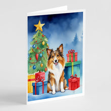 Load image into Gallery viewer, Sheltie Christmas Reindeer Greeting Cards - Blank Note Cards – 8-Pack of Artist-Designed Cards with Envelopes