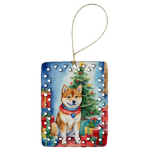 Load image into Gallery viewer, Shiba Inu Christmas Reindeer Porcelain Ornament