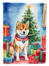 Load image into Gallery viewer, Shiba Inu Christmas Garden Flag – Dog in Reindeer Antlers with Tree &amp; Gifts