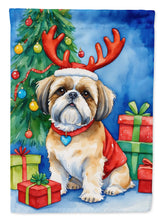 Load image into Gallery viewer, Shih Tzu Christmas Reindeer House Flag