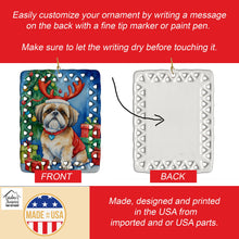 Load image into Gallery viewer, Shih Tzu Christmas Reindeer Porcelain Ornament