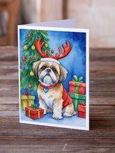 Load image into Gallery viewer, Shih Tzu Christmas Reindeer Greeting Cards - Blank Note Cards – 8-Pack of Artist-Designed Cards with Envelopes