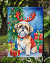 Load image into Gallery viewer, Shih Tzu Christmas Garden Flag – Dog in Reindeer Antlers with Tree &amp; Gifts