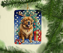 Load image into Gallery viewer, Tibetan Mastiff Christmas Reindeer Porcelain Ornament