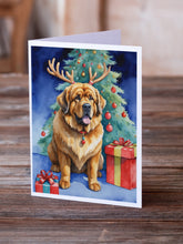 Load image into Gallery viewer, Tibetan Mastiff Christmas Reindeer Greeting Cards - Blank Note Cards – 8-Pack of Artist-Designed Cards with Envelopes