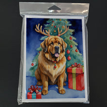 Load image into Gallery viewer, Tibetan Mastiff Christmas Reindeer Greeting Cards - Blank Note Cards – 8-Pack of Artist-Designed Cards with Envelopes