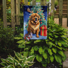 Load image into Gallery viewer, Tibetan Mastiff Christmas Garden Flag – Dog in Reindeer Antlers with Tree &amp; Gifts