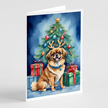 Load image into Gallery viewer, Tibetan Spaniel Christmas Reindeer Greeting Cards - Blank Note Cards – 8-Pack of Artist-Designed Cards with Envelopes
