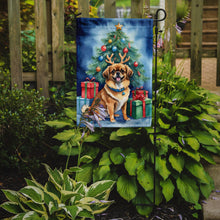 Load image into Gallery viewer, Tibetan Spaniel Christmas Garden Flag – Dog in Reindeer Antlers with Tree &amp; Gifts