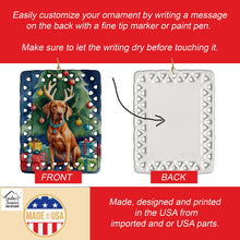 Load image into Gallery viewer, Vizsla Christmas Reindeer Porcelain Ornament