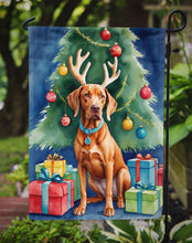 Load image into Gallery viewer, Vizsla Christmas Garden Flag – Dog in Reindeer Antlers with Tree &amp; Gifts