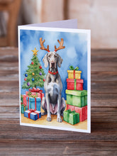 Load image into Gallery viewer, Weimaraner Christmas Reindeer Greeting Cards - Blank Note Cards – 8-Pack of Artist-Designed Cards with Envelopes