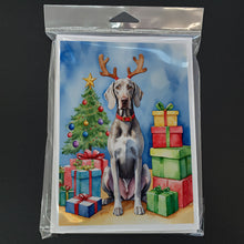 Load image into Gallery viewer, Weimaraner Christmas Reindeer Greeting Cards - Blank Note Cards – 8-Pack of Artist-Designed Cards with Envelopes