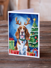 Load image into Gallery viewer, Welsh Springer Spaniel Christmas Reindeer Greeting Cards - Blank Note Cards – 8-Pack of Artist-Designed Cards with Envelopes