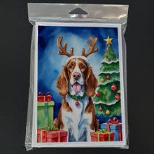 Load image into Gallery viewer, Welsh Springer Spaniel Christmas Reindeer Greeting Cards - Blank Note Cards – 8-Pack of Artist-Designed Cards with Envelopes