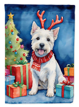 Load image into Gallery viewer, Westie Christmas Reindeer House Flag