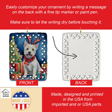 Load image into Gallery viewer, Westie Christmas Reindeer Porcelain Ornament