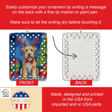 Load image into Gallery viewer, Wheaten Terrier Christmas Reindeer Porcelain Ornament