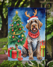 Load image into Gallery viewer, Wirehaired Pointing Griffon Christmas Garden Flag – Dog in Reindeer Antlers with Tree &amp; Gifts