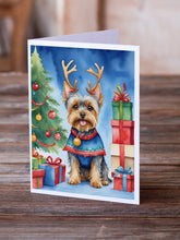 Load image into Gallery viewer, Yorkshire Terrier Yorkie Christmas Reindeer Greeting Cards - Blank Note Cards – 8-Pack of Artist-Designed Cards with Envelopes